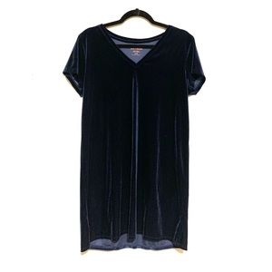 Navy blue v neck velour t shirt dress M